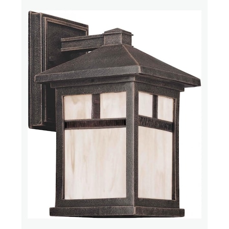 One Light Painted Rust Honey Panels Glass Wall Lantern